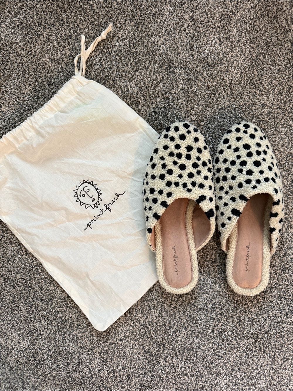 Penny Lane Cream & Black Polka Dot Slip-On Mules